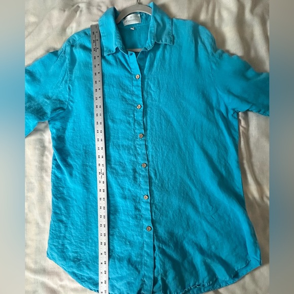 Soft Surroundings Women’s Sz M 100% linen, oversize shirt Preppy Bohemian flowy - Picture 7 of 8